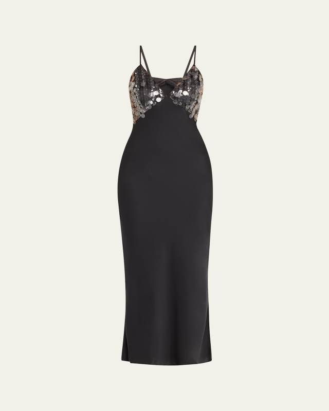 Nadiene Sequined Satin Slip Dress